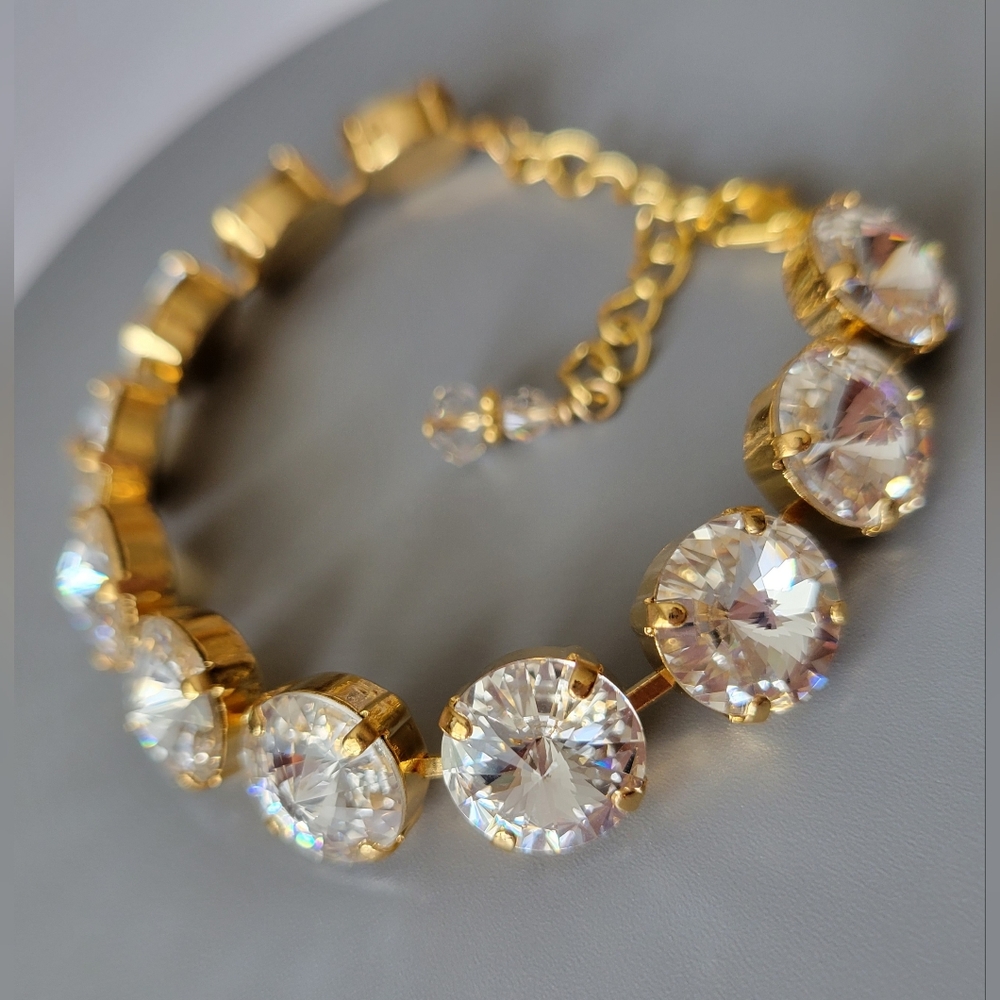 Austrian Crystal Tennis Bracelet in Gold